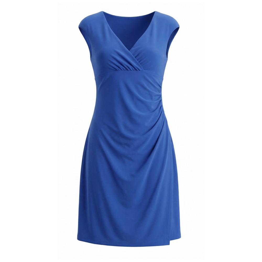 Lauren Ralph Lauren Royal Blue Ruched Surplice‎ V-Neck Sheath Dress Size 6